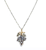 Antique Pearl Platinum 18 Karat Yellow Gold Grape Vine Pendant Necklace Wilson's Estate Jewelry