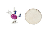Art Deco 1.75 CTW Ruby Diamond Sapphire Platinum Bird Charm
