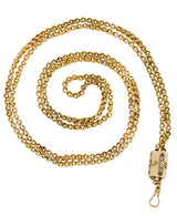 Victorian Pearl Enamel 14 Karat Gold Faceted Trefoil Slide Pendant Chain Necklace Wilson's Estate Jewelry
