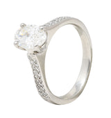 Contemporary Oval Cut 1.26 CTW Diamond Platinum Pavé Engagement Ring GIA Wilson's Estate Jewelry