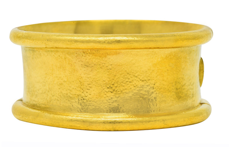 Elizabeth Locke Vintage 18 Karat Yellow Gold Amulet Bangle Bracelet Wilson's Estate Jewelry