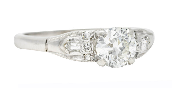 Art Deco Demaria 0.91 CTW Diamond Platinum Engagement Ring Wilson's Estate Jewelry