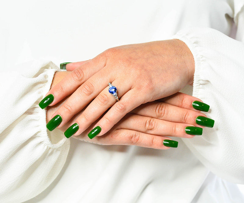 Raymond Yard 3.20 CTW No Heat Sapphire Diamond Platinum Ring GIARing - Wilson's Estate Jewelry