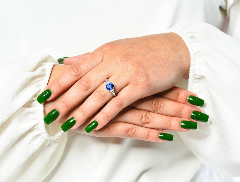 Raymond Yard 3.20 CTW No Heat Sapphire Diamond Platinum Ring GIARing - Wilson's Estate Jewelry