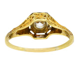 Art Deco 0.20 CTW Diamond 18 Karat Two-Tone Blossom Engagement Ring Wilson's Estate Jewelry