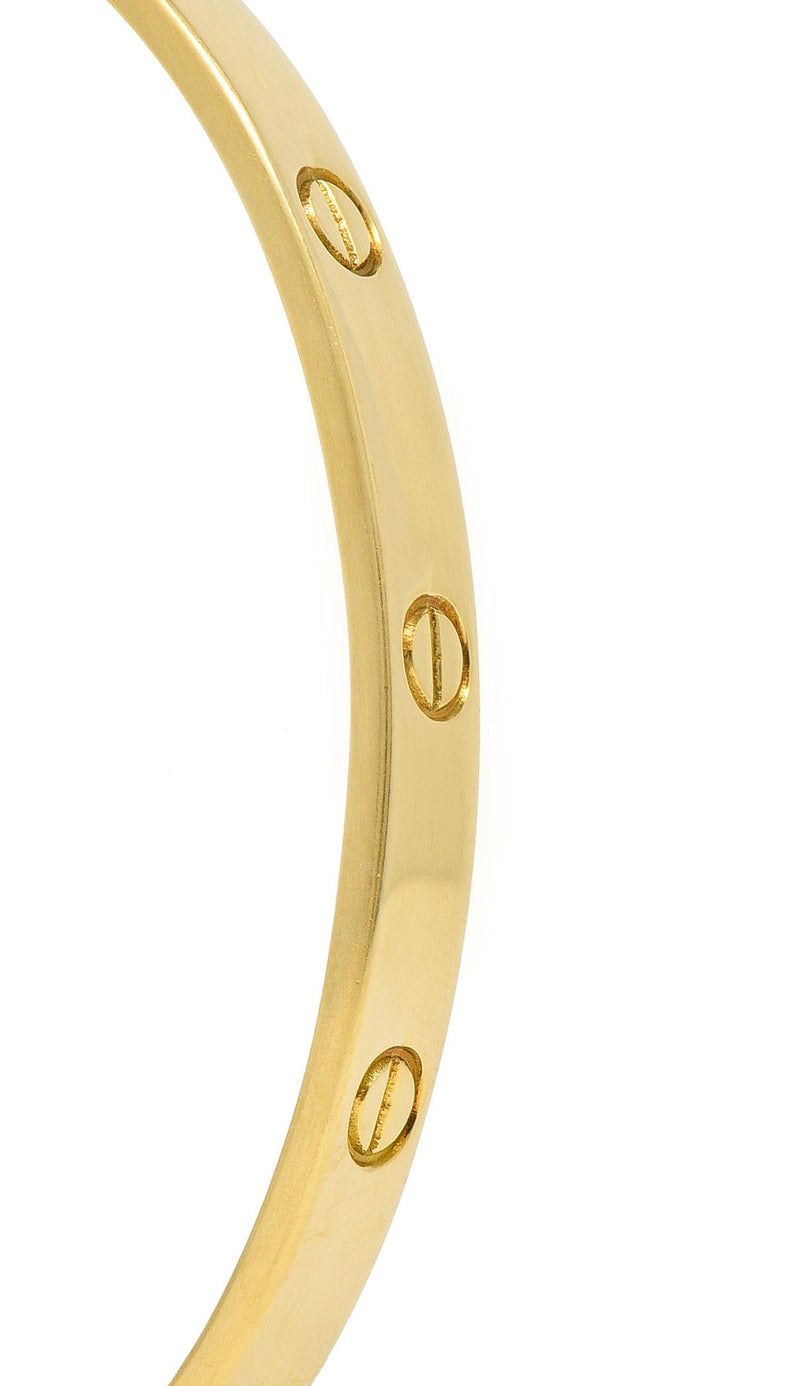Cartier Aldo Cipullo 1970s 18 Karat Yellow Gold Love Bangle Bracelet