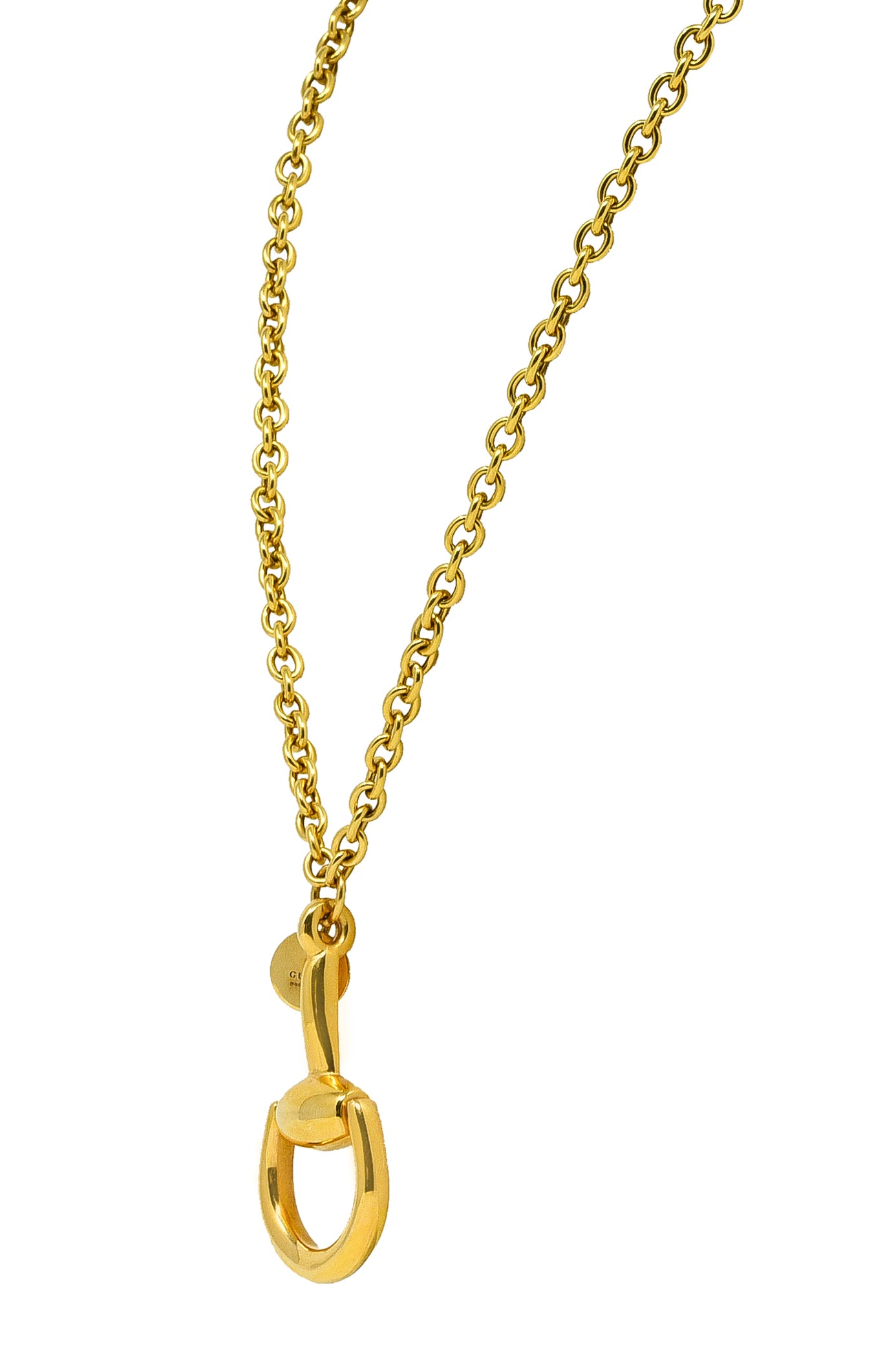 Gucci 18 Karat Yellow Gold Horsebit Pendant Vintage Necklace Wilson's Estate Jewelry