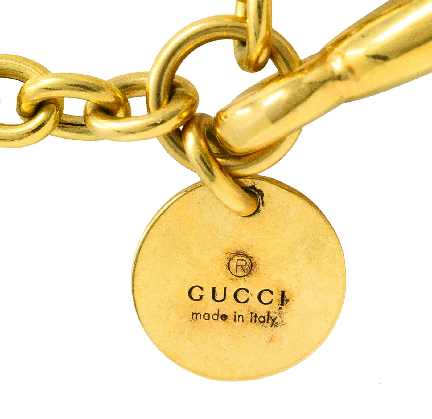 Gucci 18 Karat Yellow Gold Horsebit Pendant Vintage Necklace Wilson's Estate Jewelry