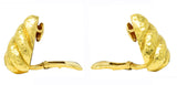 David Webb Vintage 18 Karat Yellow Gold Hammered Swirl Ear-Clip Earrings Wilson's Estate Jewelry