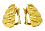 David Webb Vintage 18 Karat Yellow Gold Hammered Swirl Ear-Clip Earrings Wilson's Estate Jewelry