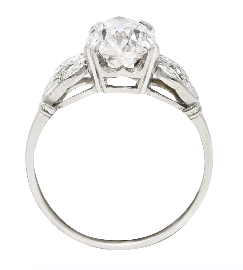 Edwardian 2.08 CTW Fancy Pink Pear Diamond & Diamond Platinum Engagement Ring GIA Wilson's Estate Jewelry