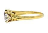 Victorian 2.70 CTW No Heat Burma Ruby Diamond 18 Karat Yellow Gold Ring GIA