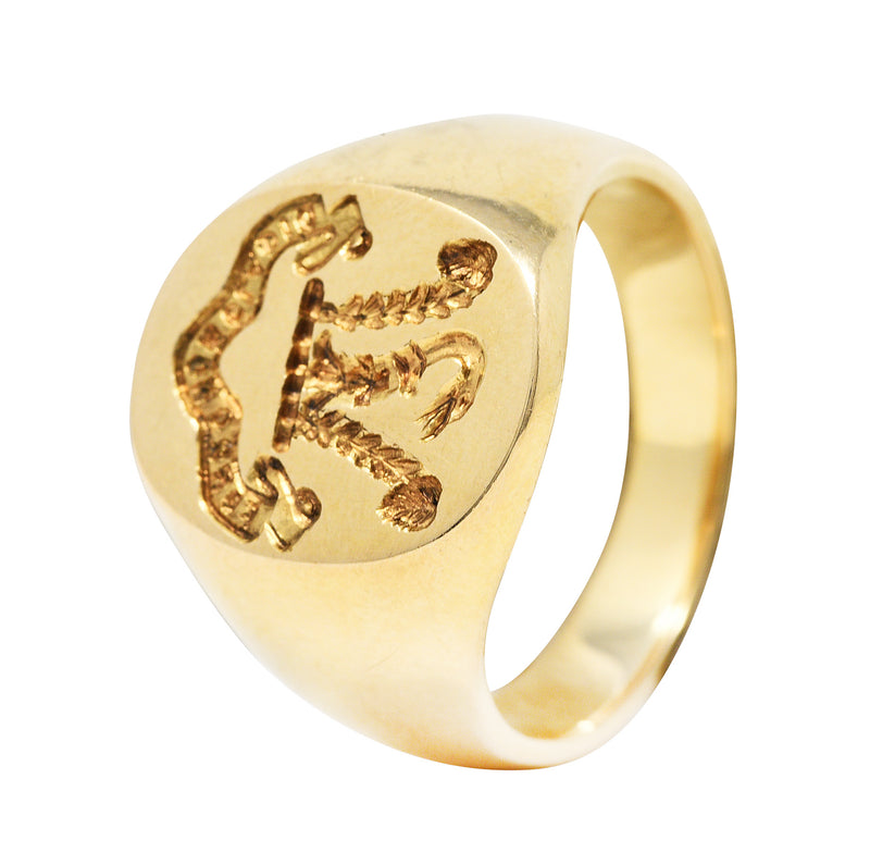 Tiffany & Co. Retro 14 Karat Gold Heraldry Swan Unisex Signet RingRing - Wilson's Estate Jewelry