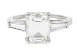 Mid-Century 2.22 CTW Emerald Cut Diamond Platinum Engagement Ring GIA Wilson's Estate Jewelry