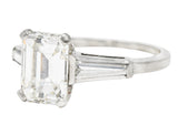 Mid-Century 2.22 CTW Emerald Cut Diamond Platinum Engagement Ring GIA Wilson's Estate Jewelry