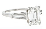 Mid-Century 2.22 CTW Emerald Cut Diamond Platinum Engagement Ring GIA Wilson's Estate Jewelry