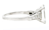 Mid-Century 2.22 CTW Emerald Cut Diamond Platinum Engagement Ring GIA Wilson's Estate Jewelry