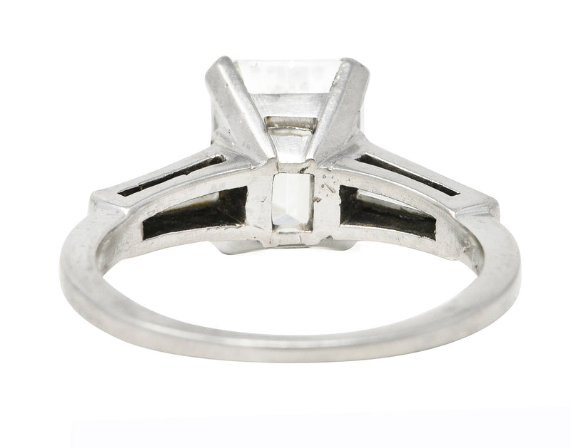 Mid-Century 2.22 CTW Emerald Cut Diamond Platinum Engagement Ring GIA Wilson's Estate Jewelry