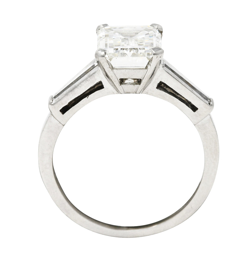 Mid-Century 2.22 CTW Emerald Cut Diamond Platinum Engagement Ring GIA Wilson's Estate Jewelry