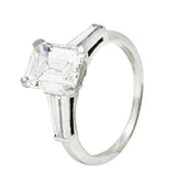 Mid-Century 2.22 CTW Emerald Cut Diamond Platinum Engagement Ring GIA Wilson's Estate Jewelry