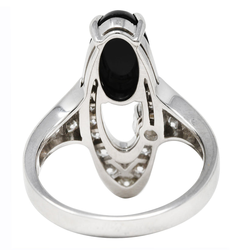 Bulgari Onyx 0.85 CTW Diamond 18 Karat White Gold Elisia Ring Wilson's Estate Jewelry