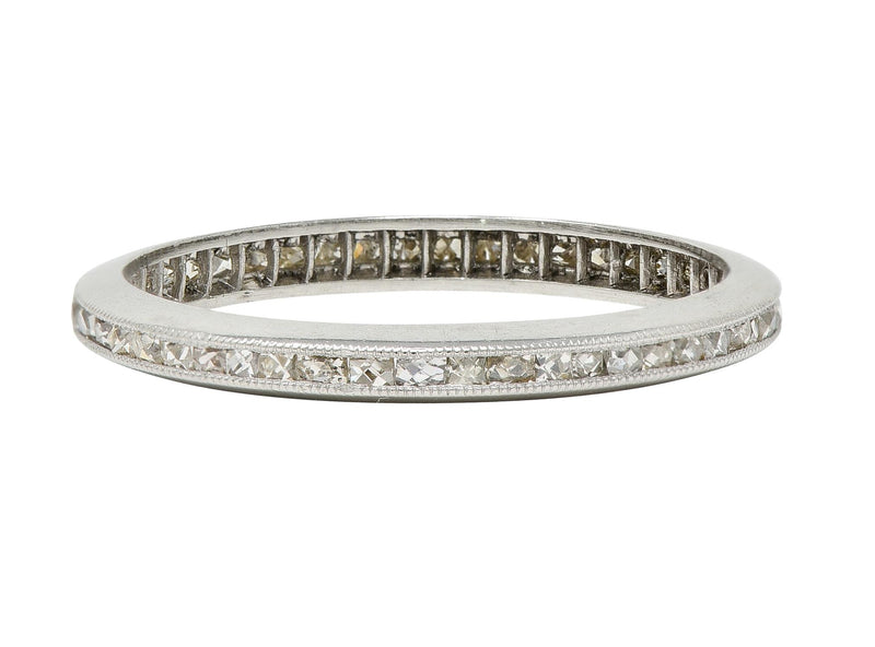 Art Deco 0.45 CTW French Cut Diamond Platinum Channel Wedding Band Ring