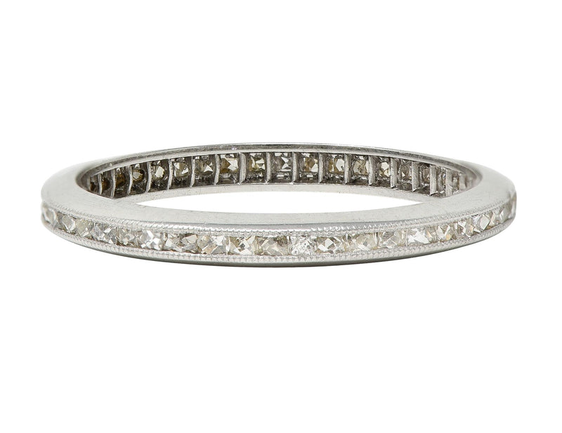 Art Deco 0.45 CTW French Cut Diamond Platinum Channel Wedding Band Ring