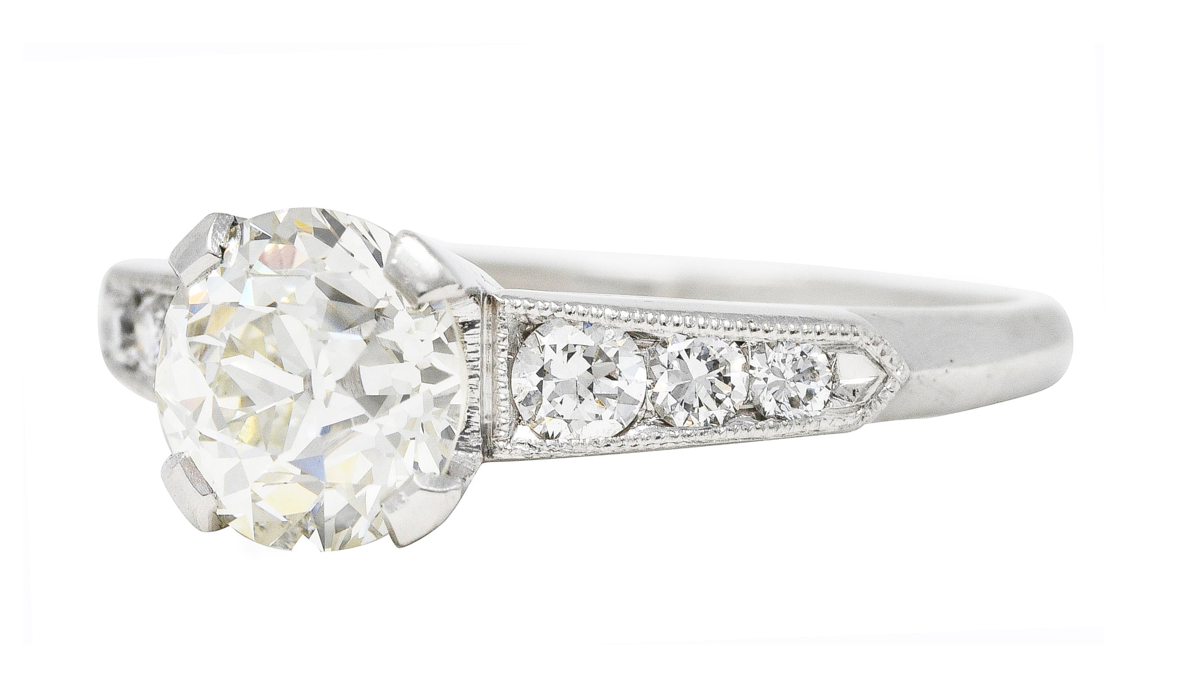 Art Deco 1.51 CTW Old European Cut Diamond Platinum Engagement Ring GIA Wilson's Estate Jewelry