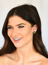Tiffany & Co. Retro Peridot Green Tourmaline 14 Karat Yellow Gold Flower Screwback Earrings Wilson's Estate Jewelry