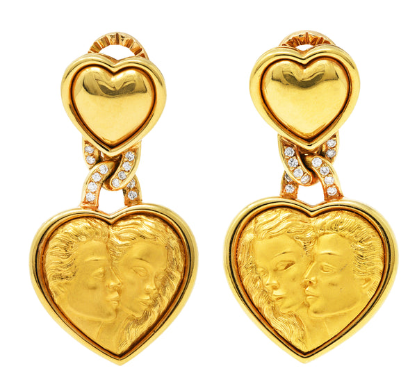 Carrera Y Carrera Diamond 18 Karat Gold Romeo & Juliet Heart EarringsEarrings - Wilson's Estate Jewelry