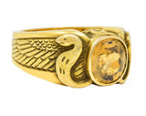 Art Nouveau 4.57 CTW Zircon 14 Karat Yellow Gold Winged Serpent Ring