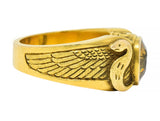 Art Nouveau 4.57 CTW Zircon 14 Karat Yellow Gold Winged Serpent Ring
