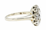 Retro 1.50 CTW Old Mine Cut Diamond 14 Karat White Gold Vintage Cluster Engagement Ring Wilson's Estate Jewelry