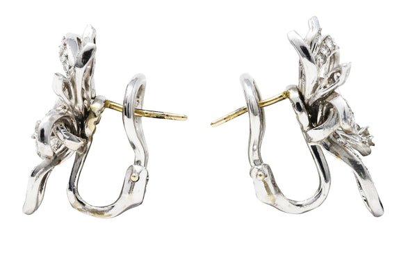 1950's Mid-Century 1.00 CTW Diamond Platinum Ribbon EarringsEarrings - Wilson's Estate Jewelry