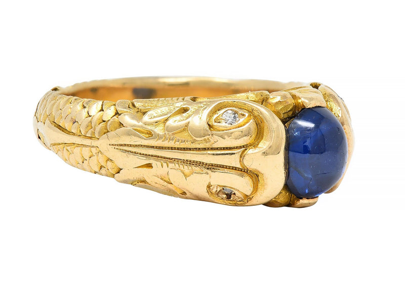 Sold at Auction: Vintage Mens Diamond And Blue Sapphire Cluster Gold Ring
