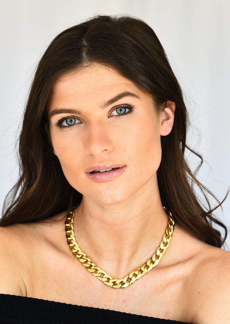 Vintage Tri-Colored 18 Karat Gold Curb Link Unisex Chain Necklace Wilson's Estate Jewelry