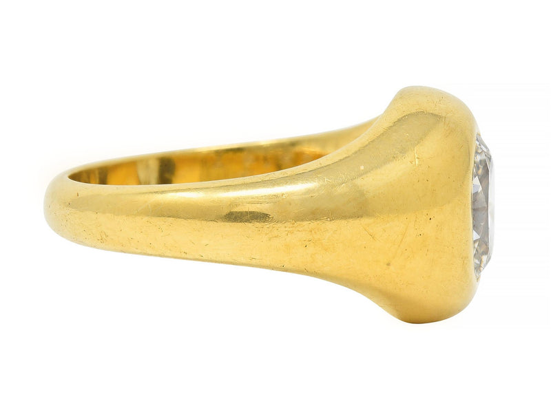 Cartier 1960's 1.22 CTW Oval Cut Diamond 18 Karat Yellow Gold Unisex Signet Ring