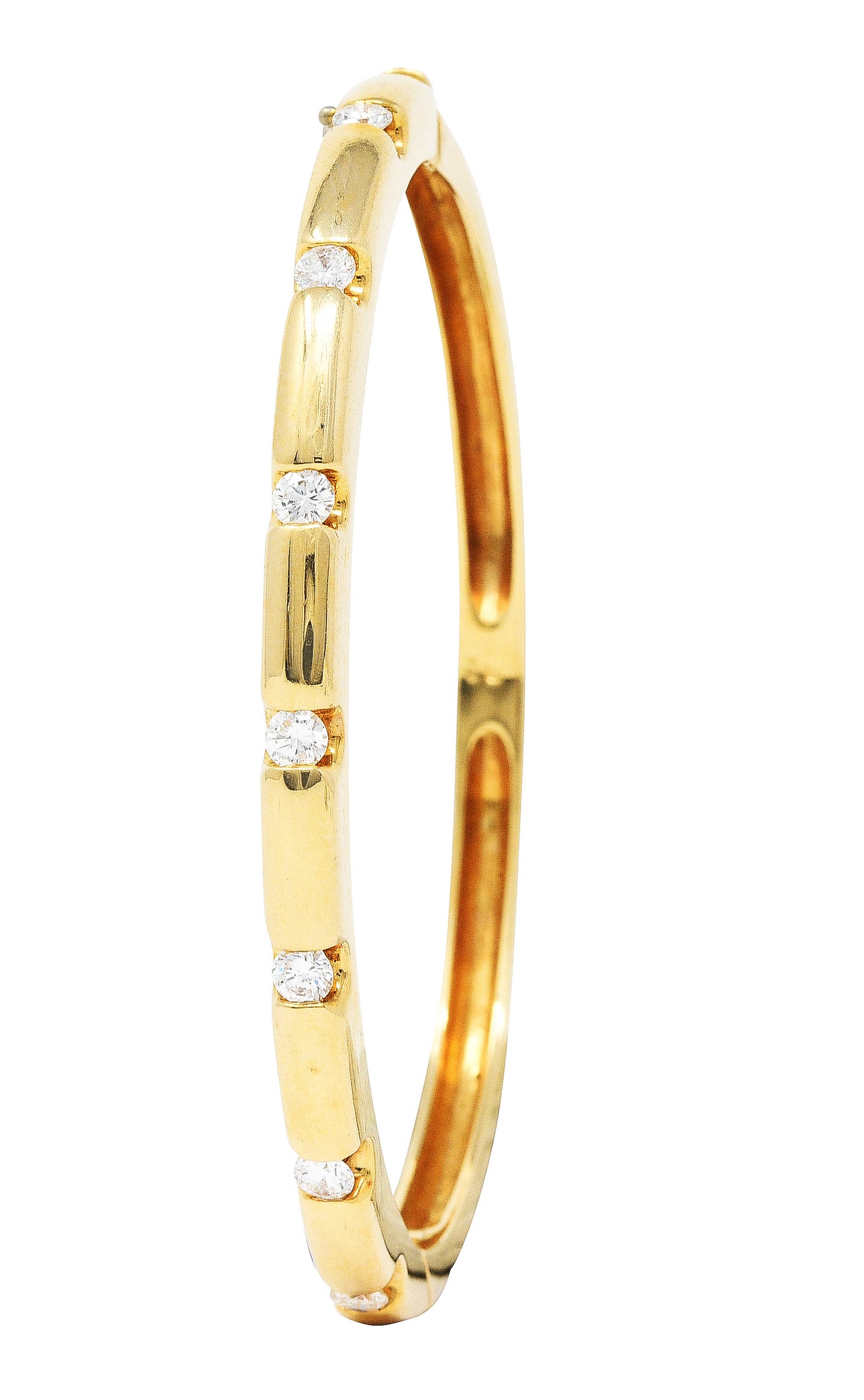 Vintage 0.95 CTW Diamond 14 Karat Gold Bangle Braceletbracelet - Wilson's Estate Jewelry