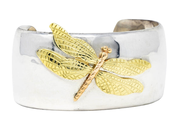 Vintage Tiffany & Co. 18 Karat Two-Tone Gold Sterling Silver Dragonfly Cuff Braceletbracelet - Wilson's Estate Jewelry