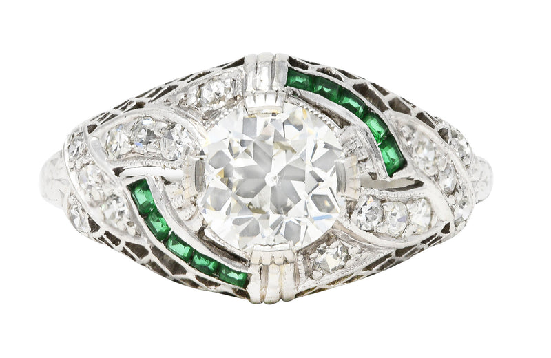 Art Deco 1.35 CTW Old European Diamond Platinum Trellis Engagement Ring GIA Wilson's Estate Jewelry