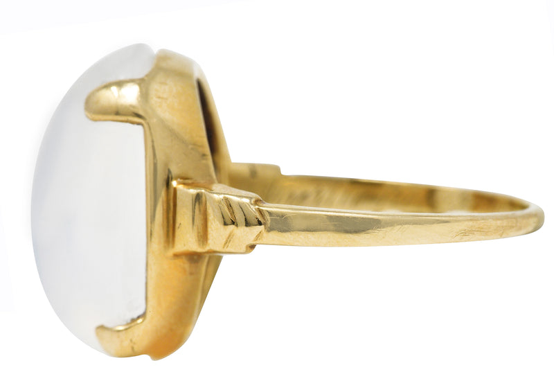 Early Retro Moonstone 14 Karat Yellow Gold Gemstone Ring Wilson's Estate Jewelry