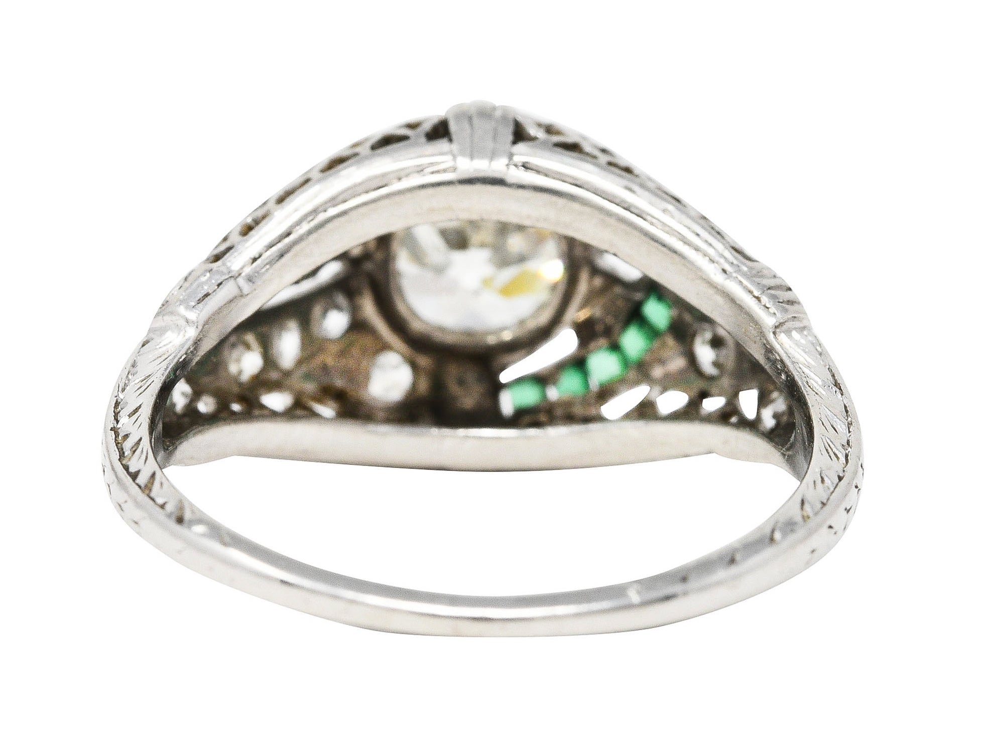 Art Deco 1.35 CTW Old European Diamond Platinum Trellis Engagement Ring GIA Wilson's Estate Jewelry