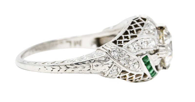 Art Deco 1.35 CTW Old European Diamond Platinum Trellis Engagement Ring GIA Wilson's Estate Jewelry