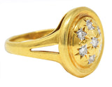 Vintage 1960's Diamond 18 Karat Two-Tone Gold Star Dome Ring Wilson's Estate Jewelry