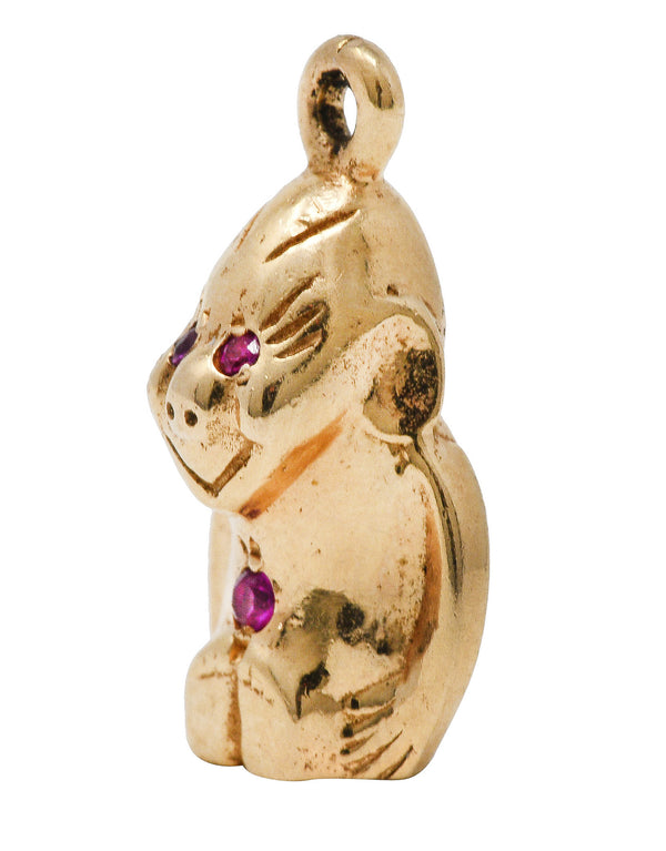 Retro Ruby 14 Karat Gold Gorilla Charmcharm - Wilson's Estate Jewelry