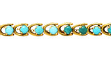 Victorian Turquoise Ruby 18 Karat Yellow Gold Antique Snake Bracelet Wilson's Estate Jewelry