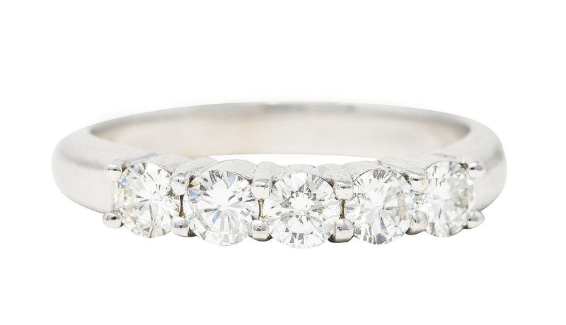 Vintage 0.75 CTW Diamond 14 Karat White Gold Five Stone Band Ring Wilson's Estate Jewelry