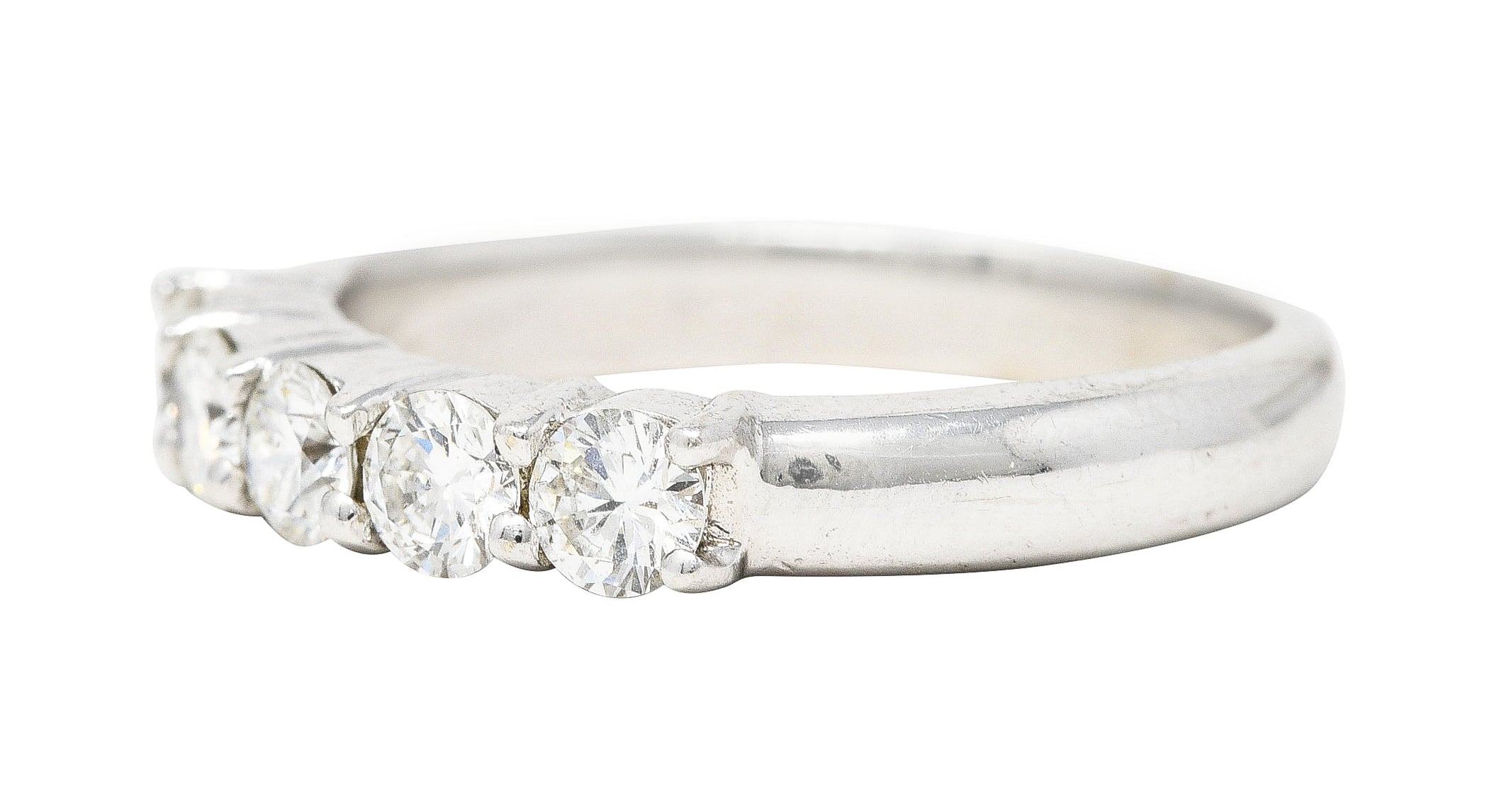 Vintage 0.75 CTW Diamond 14 Karat White Gold Five Stone Band Ring Wilson's Estate Jewelry