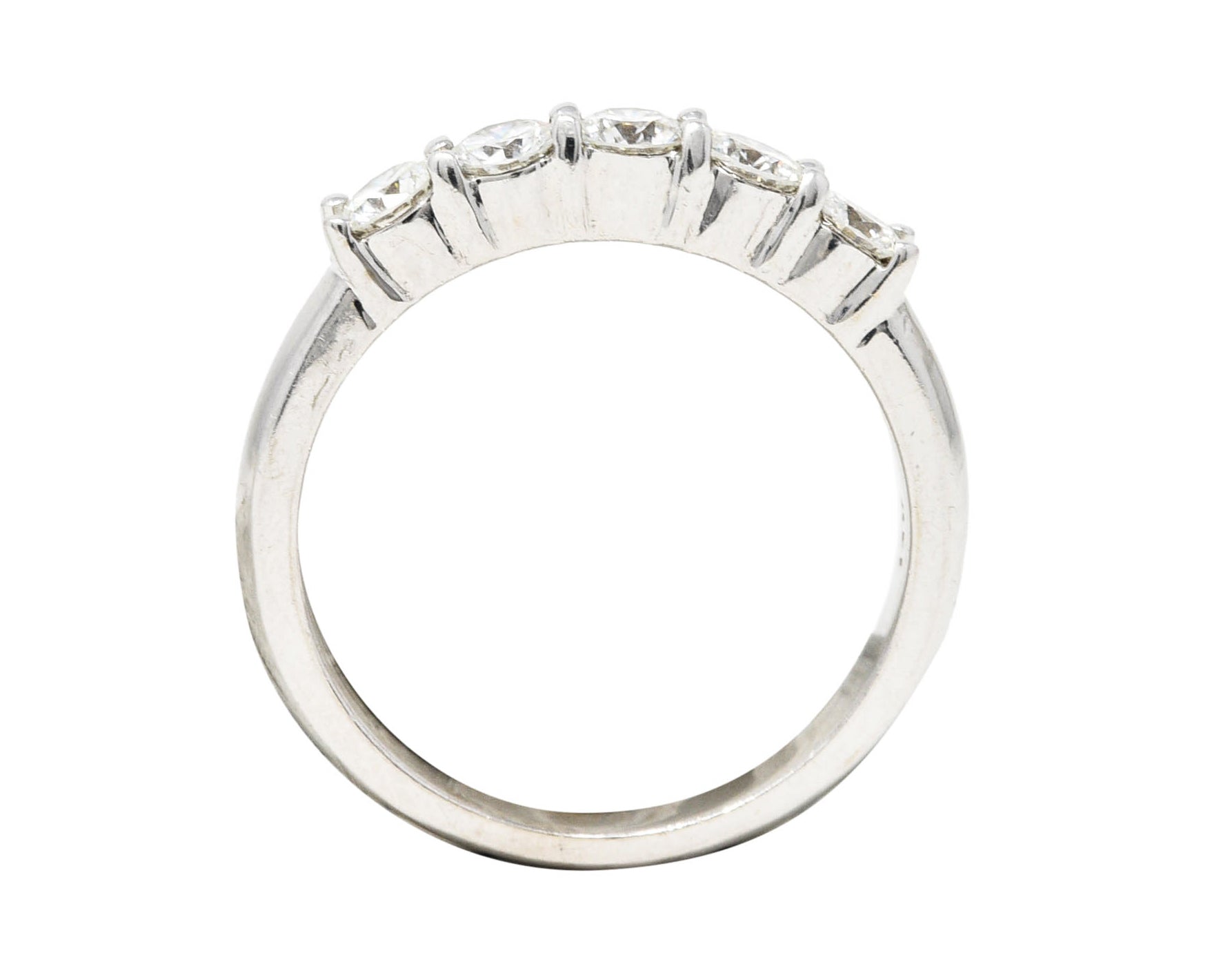Vintage 0.75 CTW Diamond 14 Karat White Gold Five Stone Band Ring Wilson's Estate Jewelry