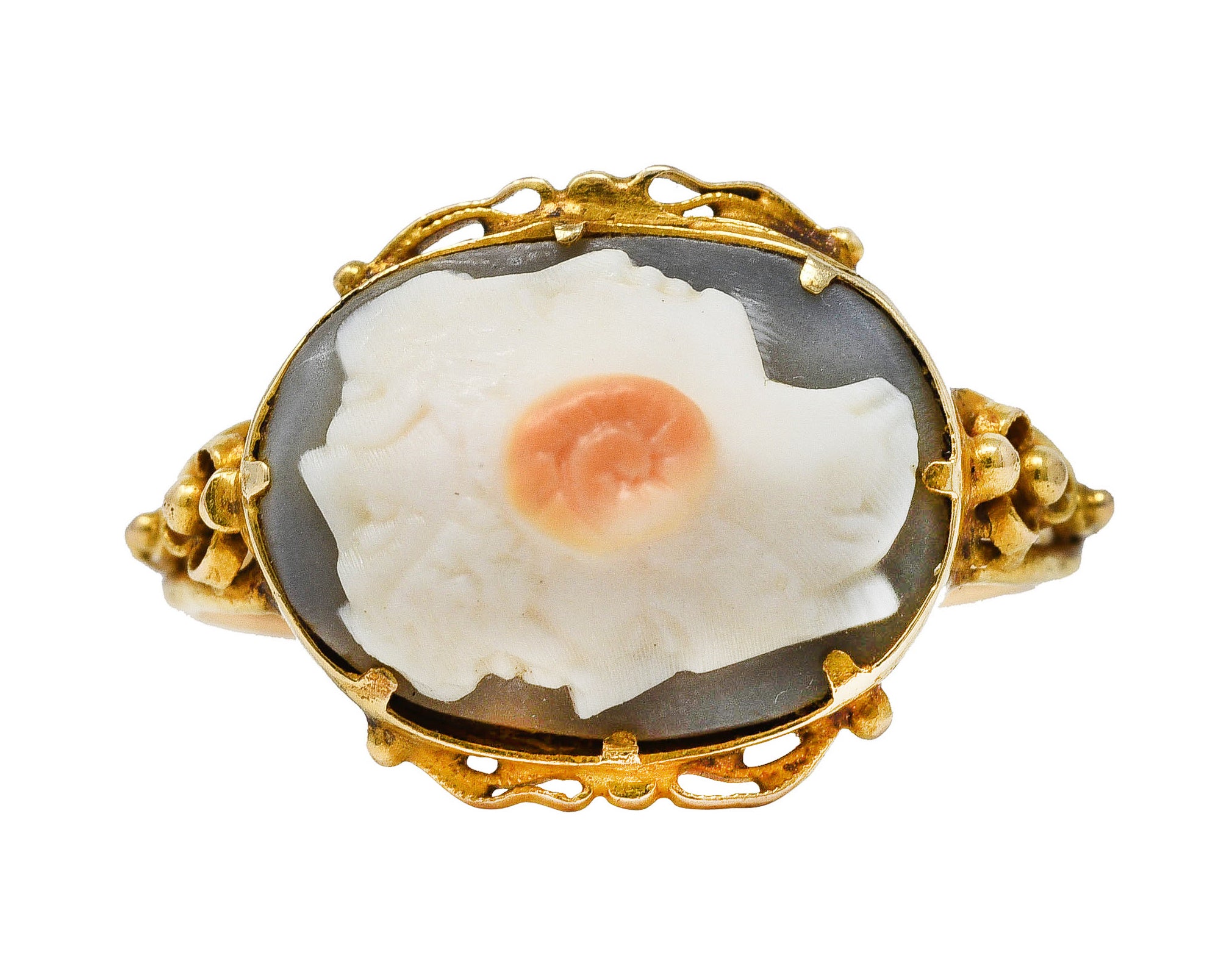 Neoclassical Victorian Carved Hardstone 18 Karat Yellow Gold Antique ...